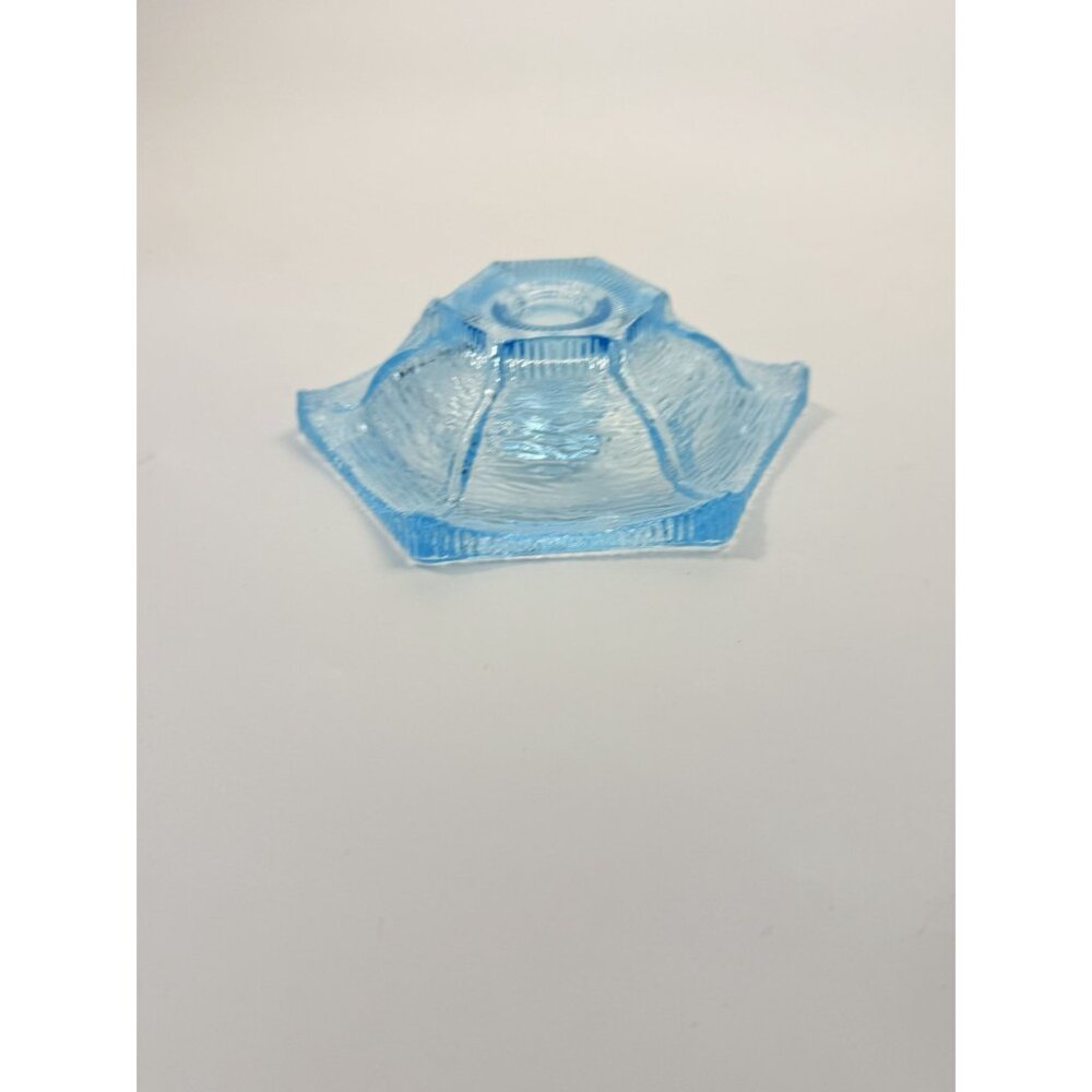 Taper Candle Holder LE Smith Pagoda Light Ice Blue Textured Glass Candleholder - Picture 9 of 16